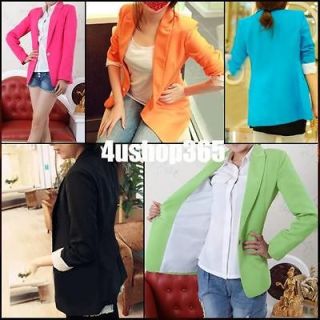 Sleeve One Button Candy Color Basic Suit Blazer Coat Jacket Outwear