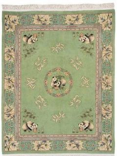 HAND KNOTTED ORIENTAL RUG CHINESE AUBUSSON PANDA LIGHT GREEN