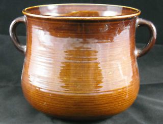 In The USA Brown Pottery Pot With Handles Bean Pot Collectible Planter