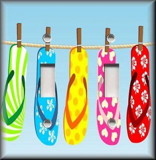 Light Switch Plate Cover   Beach Decor   Hanging Out To Dry Flip Flops