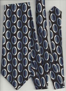 Tie Monterey Bay J Blades Ovals blue 100% silk preowned