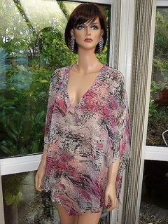 BNWT PIA ROSSINI  BEACH PONCHO / COVER UP ~ RASBERRY MIX