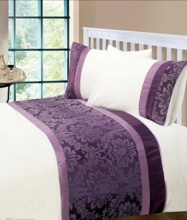 Purple Damask Jacquard Duvet Cover Bedding Set   Rialto All Sizes