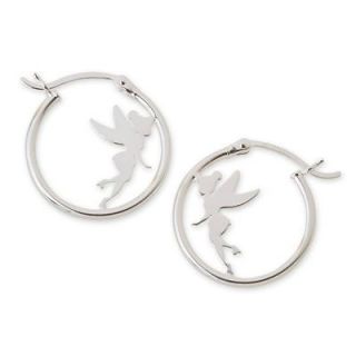 Sterling Silver Disney Tinkerbell Hoop Earrings Jewelry