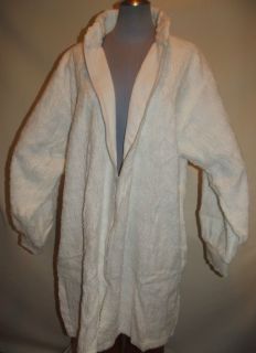 NWT Womens Wave   Chenille Caftan Zip Up 100% cotton White robe Knee