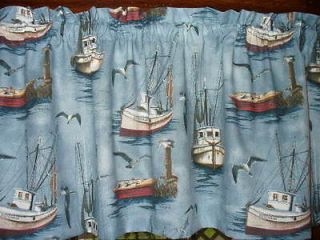 Valance Nautical Ships Boats cotton fabric curtain