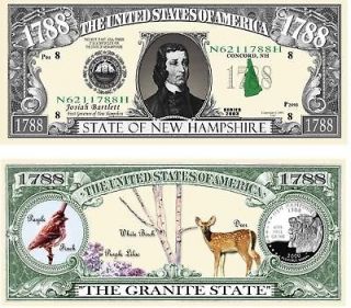 STATE OF NEW HAMPSHIRE QUARTER DOLLAR BILL (500 Bills)