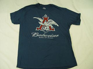 Eagle Budweiser King of Beers Light Navy T Shirt Anheuser Busch Retro