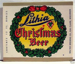 Lithia Christmas Beer Bottle Label Walter Brewing Wis