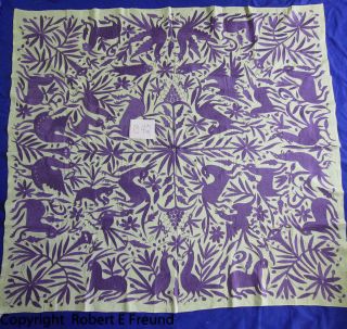 Bedspread , Tablecloth 100% cotton Otomi embroidered in Mex 67x72