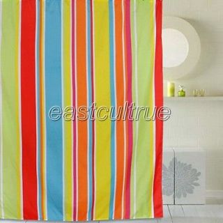 New Rainbow Stripe Pattern Bathroom Fabric Shower Curtain ea024