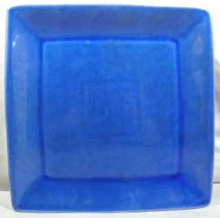 Baum Bros Style Eyes Crackle Collection 10 ¼” Blue Square Plate