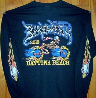 Black T Shirt SKELETON MAN 2013 Daytona Beach Bike Week Sz SM   5XL