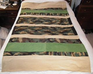 Fleece Bleacher Lap Blanket Twin Throw Army Green Tan Black White