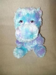 BUILD A BEAR SMALLFRYS BLUE AND PURPLE TIE DYED PLUSH HIPPO 8 INCH