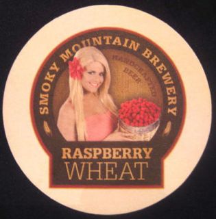 RASPBERRY WHEAT Beer COASTER w/ GIRL, Smoky Mtn. Brewery, Gatlinburg