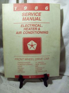 1986 Chrysler Manual, Electrical,Hea ter,Air Conditioning Front Wheel