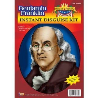Men Ben Franklin Halloween Costume Kit Grey Wig gold rimmed glasses