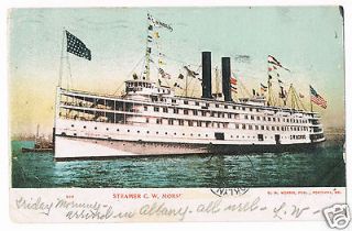 Steamer C. W. MORSE, Hudson River Paddle Wheel Ship Postcard 1905