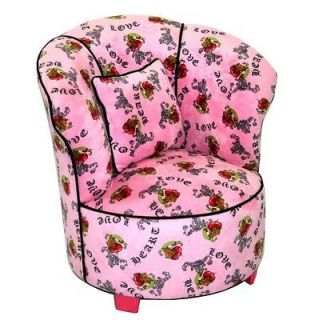 Magical Harmony Kids Tulip Chair in Minky Pink Heart Tattoo   70126