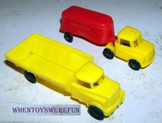 Vintage Wannatoy Plastic Toy Tractor Trailer Trucks Lot of 2 Yellow