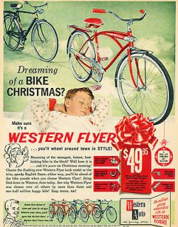 Schwinn Style Western Auto Flyer Christmas Ad Boys Girls Bicycle Photo