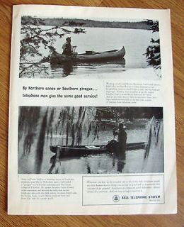 1964 Bell Telephone System Ad Northern Canoe or Southern Pirogue