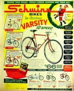 1964 Schwinn Sting~Ray~Racer~Varsity Boys Bicycle~Kids Bikes Christmas