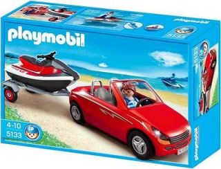 Playmobil RED CONVERTIBLE CAR & JET SKI set 5133 Personal Watercraft