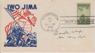 Marine General David Shoup Autograph Signed 1945 Iwo Jima FDC d83 MOH