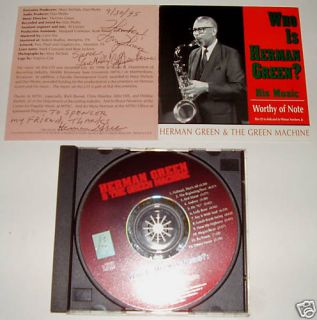 Autographed HERMAN GREEN Who Is CD (Jazz Saxophone)