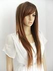 beautiful long straight brown yellow synthetic fibre hair wig/wigs+cap