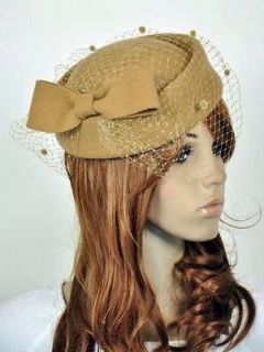 Bow & Lace 100% Wool Elegant Lady Women Dress Formal Church Hat Fedora