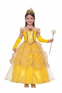 BELLE golden princess yellow ball gown kids girls halloween costume
