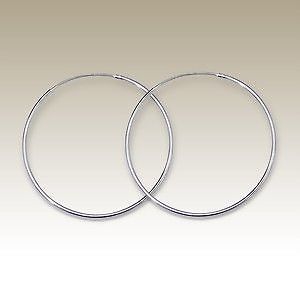 925 Sterling Silver Sleeper Hoop Earrings 1.2mm x 30mm   Genuine 925