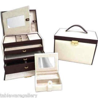 Bey Berk White & Brown Leather Jewelry Case (New)