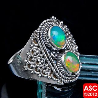 NATURAL ETHIOPIAN OPAL 925 STERLING SILVER RING SIZE 9 3/4 JEWELRY