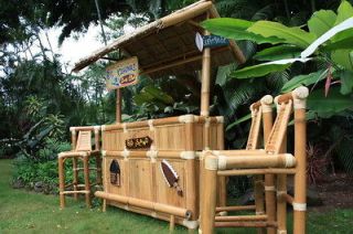 Big Kahuna Tiki Bar w/ 3 Stools   Outdoor Tiki Bar Surf Style
