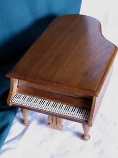 WOOD Wooden GRAND PIANO Shaped MUSIC Trinket BOX~Thorens Switzerland
