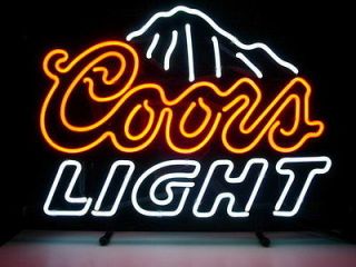 NEW COORS LIGHT MOUNTAINS BEER REAL GLASS NEON LIGHT BAR PUB SIGN