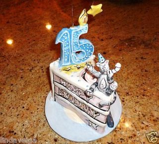 15th HAPPY BIRTHDAY CAKE CANDLE HOLDER~ Heather Goldminc 2002 ~ Blue