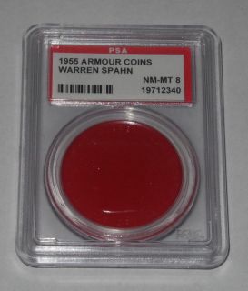 1955 Armour Coin Warren Spahn Braves PSA 8 NM MT (Red)
