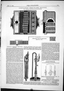 Antique Print of Compactum Feed Water Heaters Kirkaldy Engineering