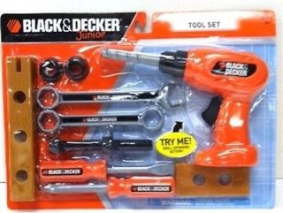 BLACK AND DECKER KIDS TOOL SET 12 PIECES WRENCHES WORKING DRILL WITH