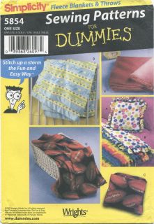 Simplicity 5854 Fleece Pillow Blankets Throws ~ Sewing Patterns For