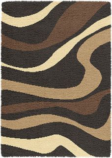 SHAG black CREAM stripes AREA rug 7x10 MODERN carpet  Actual 6 7 x