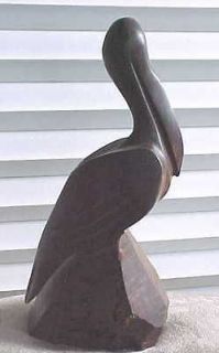 Cute All Dark Wooden Pelican Bird Figurines