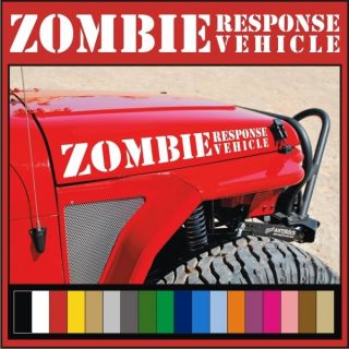 ZOMBIE RESPONSE VEHICLE Vinyl Hood Decals / Stickers Jeep Wrangler
