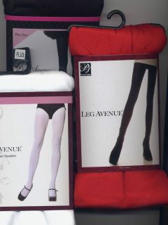 Tights Opaque LYCRA Black or White or Red Silky Regular M or Plus Size