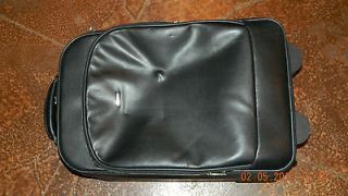 Black Leather CARPISA Unisex Rolling Suitcase Luggage Bag fromITALY
